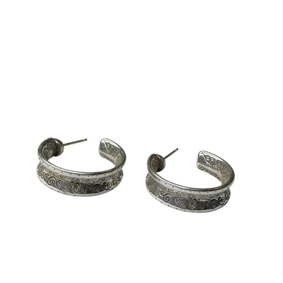 Brighton vintage Silver Tone Hoop Earrings no backs - Picture 5 of 5